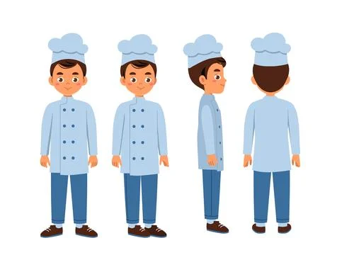 Male chef constructor. Man in cook uniform. Kit for customization. Pack of Illustrazione stock
