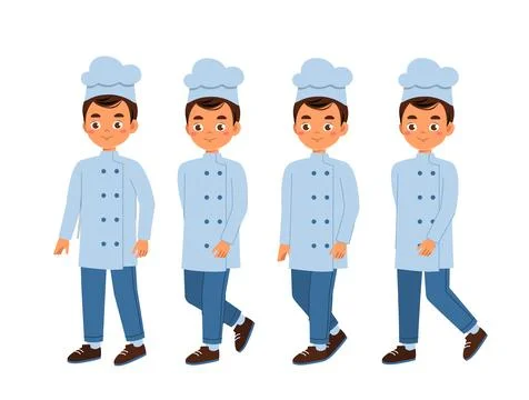 Male chef constructor. Man in cook uniform. Kit for creating cartoon. Pack of Stock Illustration