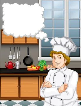 Male chef in the kitchen Illustration