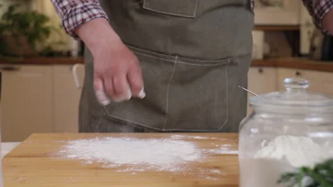 A male chef prepares the dough for making kutab Video stock 275946663