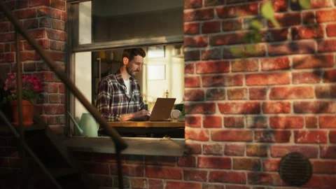 Male Coding On Laptop Computer Stock Footage 197420475