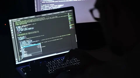 Male coding on laptop. Web developing and software coding concept Stock Footage 222816851
