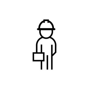 Male construction engineer with a briefcase icon. Vector EPS 10 Stock Illustration