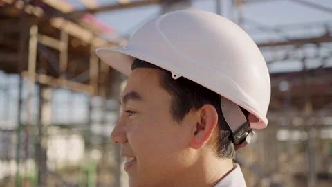 Male construction engineer is wearing hard and safety jacket. Stock Footage 170746477