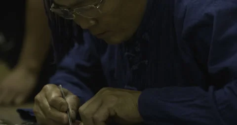Male craft on table Stock Footage 141358199
