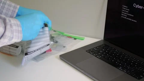 Male Cyber Forensics Detective Processing Evidence Stock Footage 344620210