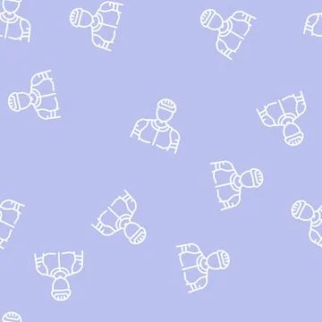 Male cyclist line seamless pattern Stock Illustration