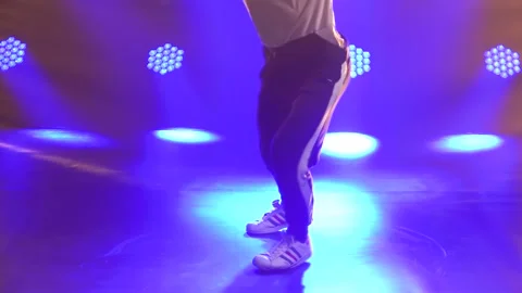 Male dancer dancing break dance, hip hop, street dancing in the studio, isolated Stock Footage 138917720