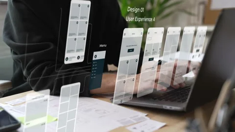 A male designer working on website prototype Stock Footage 340902094