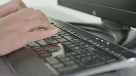 Male Desktop Computer Typing Stock Footage 39243511
