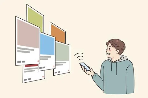 Male developer create web application develop creative interface. Man programmer Stock Illustration