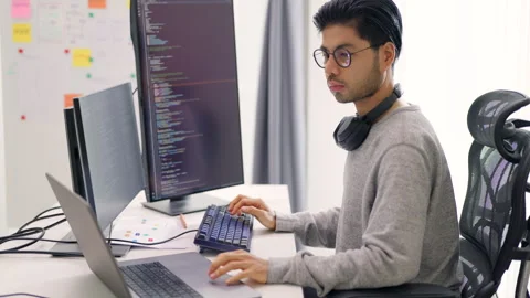 Male Developer in Deep Analysis. Stock Footage 267179067