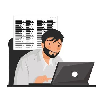 Male developer with laptop Stock Illustration