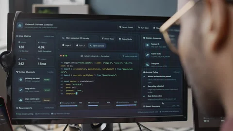 Male Developer Programming Software on Desktop Computer in Office Stockbeeldmateriaal 337477885