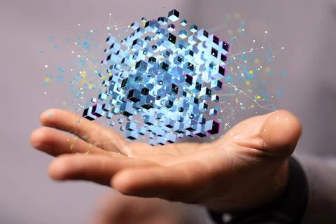 Male displaying a cloud computing concept icon Foto stock