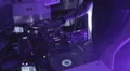 Male DJ hands playing tracks on turntable, mixing music, sounds HD Footage