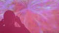 Male DJ silhouette in headphones moving on wall, dancing shadow HD Footage
