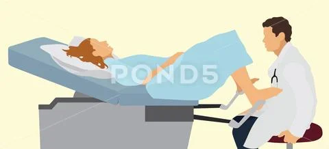 Male Doctor Preparing to Do Gynecological Exam Stock Illustration