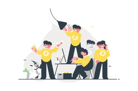 Male doing many things simultaneously Stock Illustration