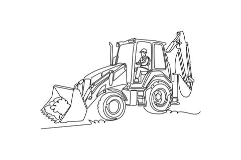 Male driver operating a heavy backhoe loader machine Stockillustratie