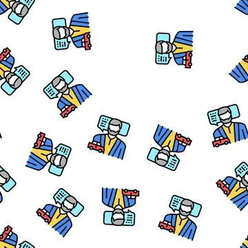 Male driving school instructor vector seamless pattern Stock-Illustration