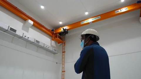 Male engineer checking crane operation Stock Footage 158172467
