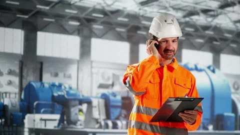 Male Engineer Checking Industrial Facility Stock Footage 263484011