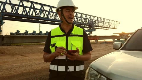 Male engineer inspecting construction work on site Stock Footage 231607833