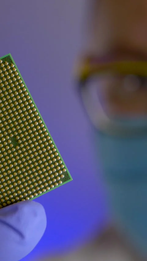 Male engineer molds in hand CPU processor Stock Footage 278736760