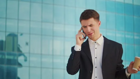 Male Engineer or Architect Talking on the Phone in Formal Suit Video stock 250288344