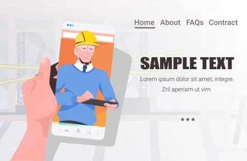 Male engineer on smartphone screen discussing during video call self isolation Stock Illustration