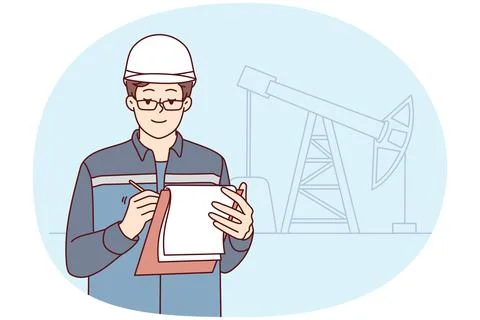 Male engineer take notes at construction site Stock-Illustration