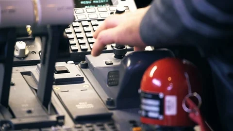 A male engineer is testing a passenger aircraft system before departure, focus Stock Footage 102617801