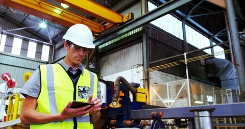 Male engineer using digital tablet 4k Stock Footage 91990143