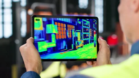 Male Engineer Using Thermal Camera In Factory Stock-Footage 329309285