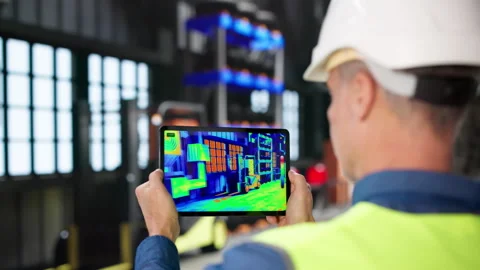 Male Engineer Using Thermal Camera In Factory Stock-Footage 329684642