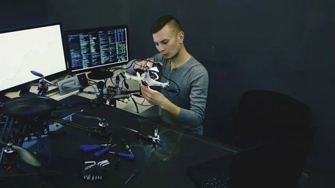 Male Engineer work with drone Stock Footage 85261247