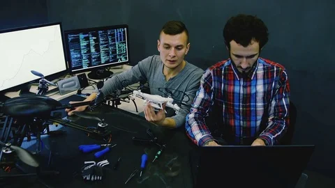 Male Engineers work with drone Stock Footage 85261388