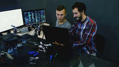 Male Engineers work with drone Stock Footage 85261425