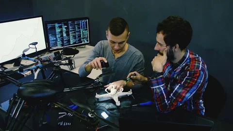 Male Engineers work with drone Stock Footage 85261472