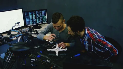 Male Engineers work with drone Stock Footage 85261493