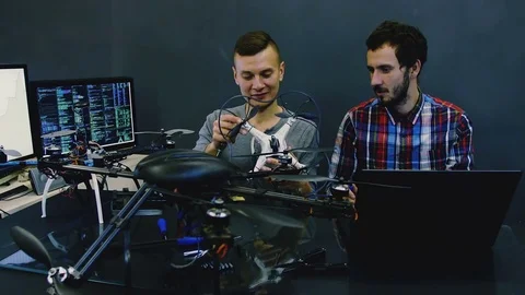 Male Engineers work with drone Stock Footage 85261538