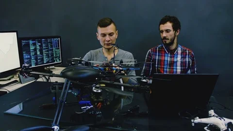 Male Engineers work with drone Stock Footage 85261575