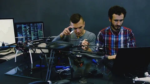 Male Engineers work with drone Stock Footage 85261629