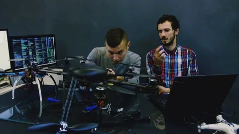 Male Engineers work with drone Stock-Footage 85261679