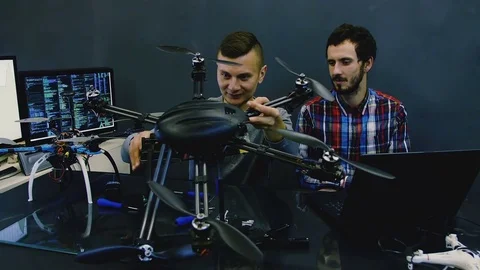 Male Engineers work with drone Stock Footage 85261717