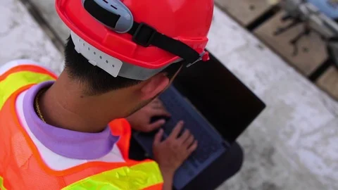Male engineers working outside Stock Footage 107379530