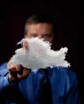 Male executive touches cloud computing symbol イラスト素材