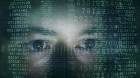 Male Eyes Behind Source Code Stock Footage 114971640