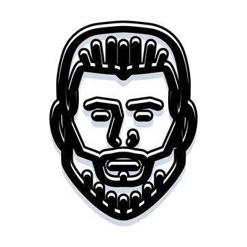 Male face with beard and dreadlocks icon Stock Illustration